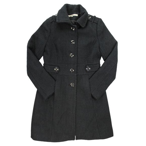 Kenneth Cole New York Black Wool Blend Long Coat Size 6 - Picture 1 of 10